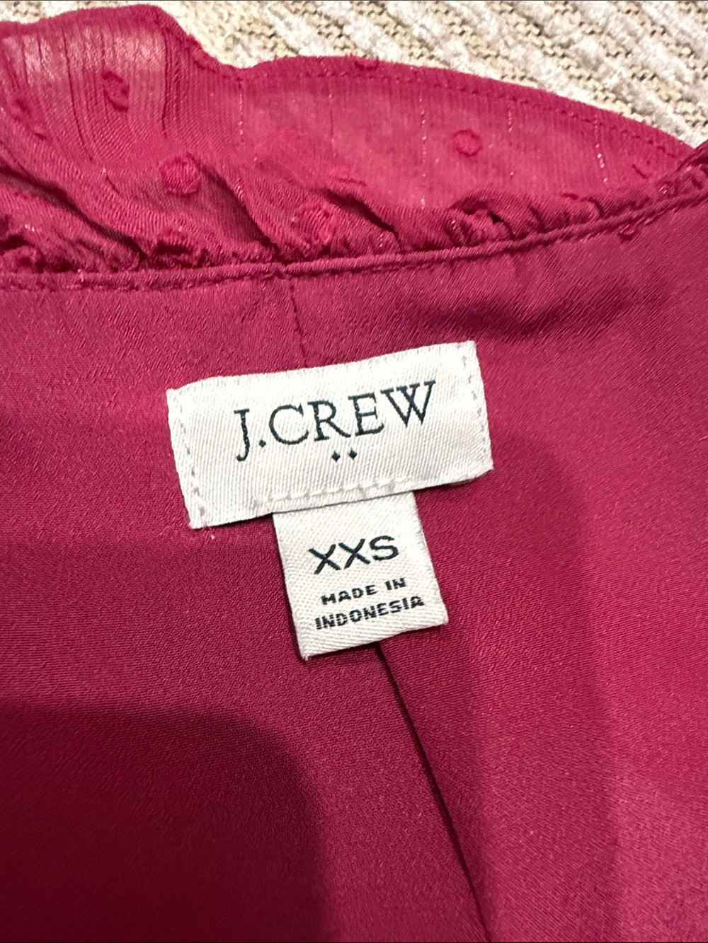 J. Crew Ruffle V-Neck Long Sleeve Top — Raspberry - Picture 2 of 3